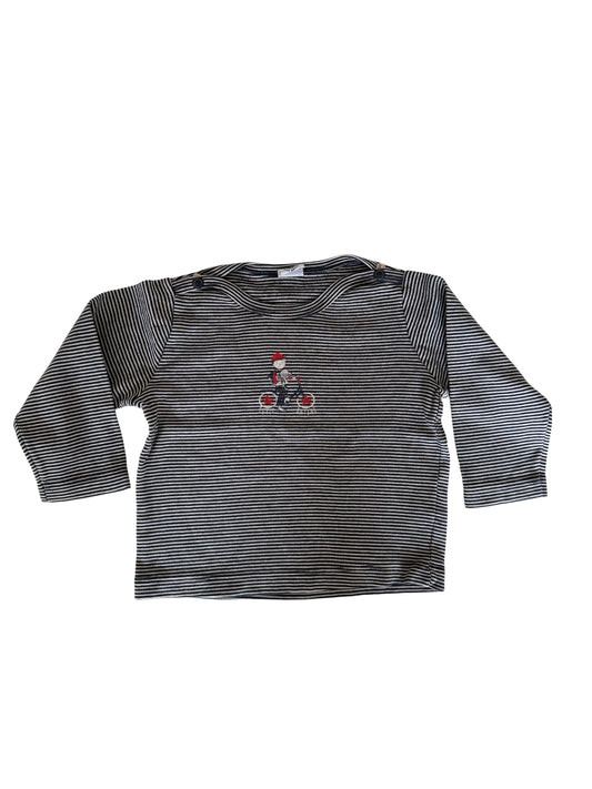 PETIT BATEAU Langarmshirt Blau weiß gestreift 80