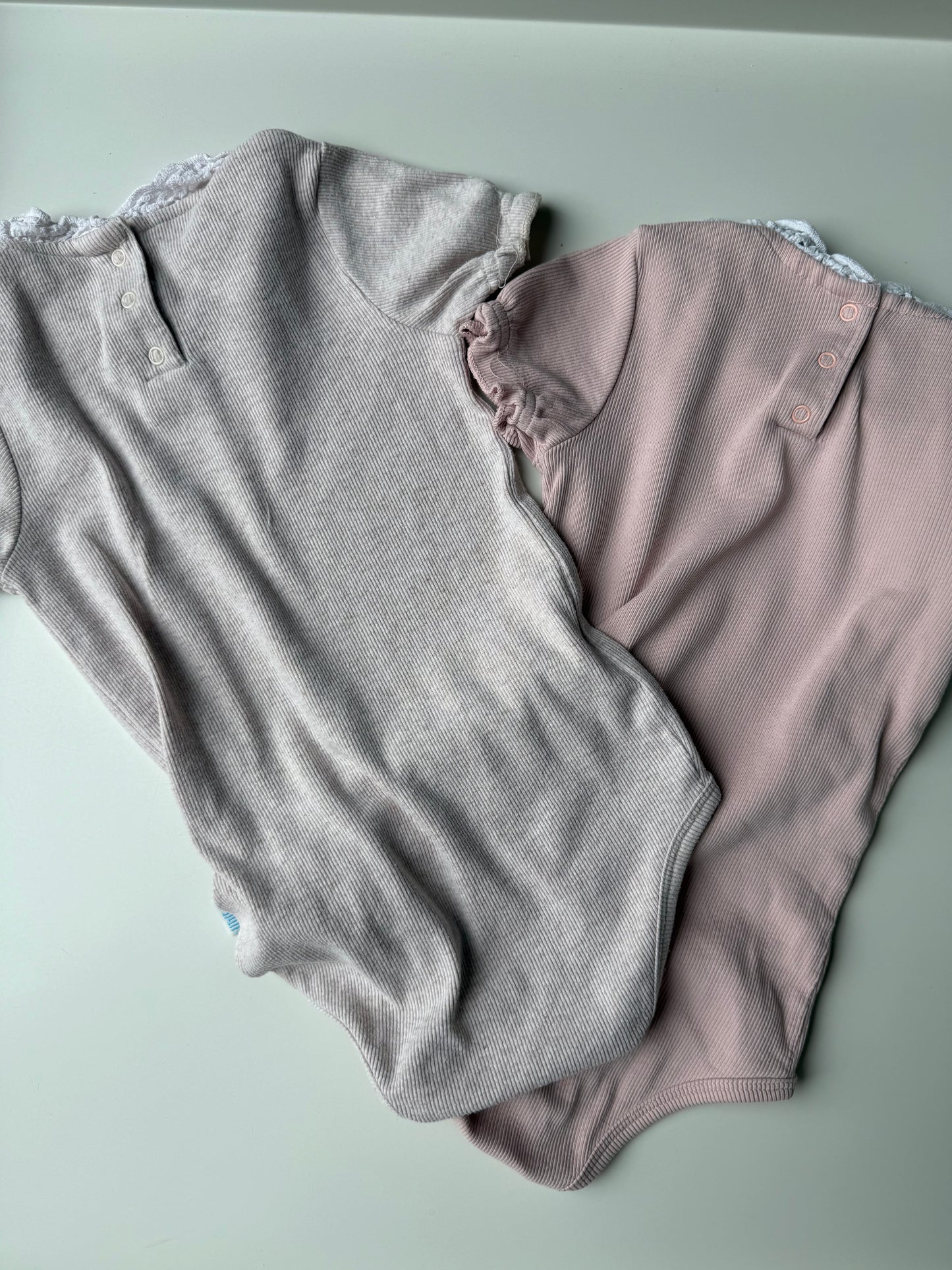 LITTLE ONE Set Kurzarm Ripp Bodys Rosa beige 86