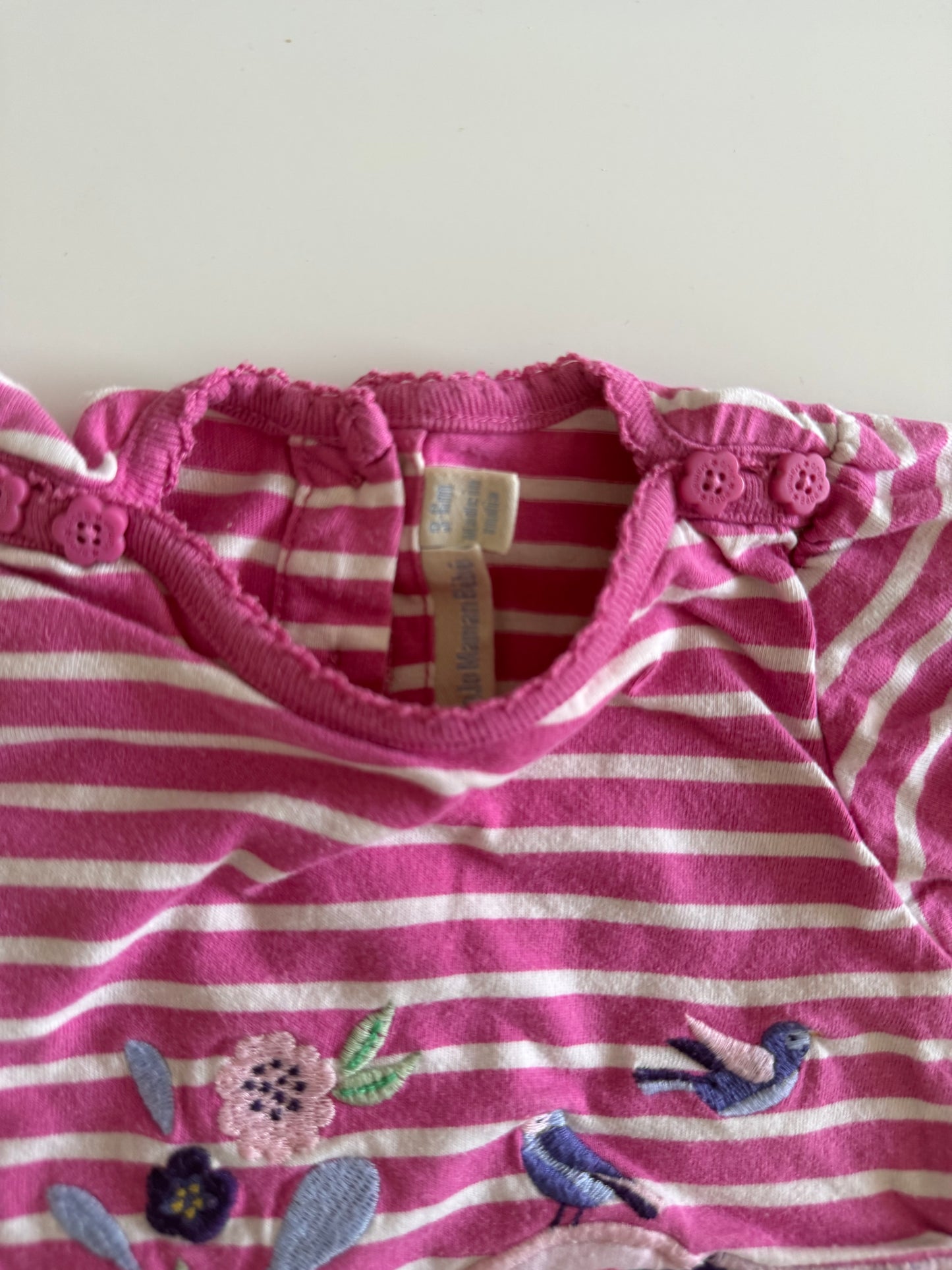 JoJo MAMAN BEBE kurzer Strampler Elefant pink gestreift 62/68