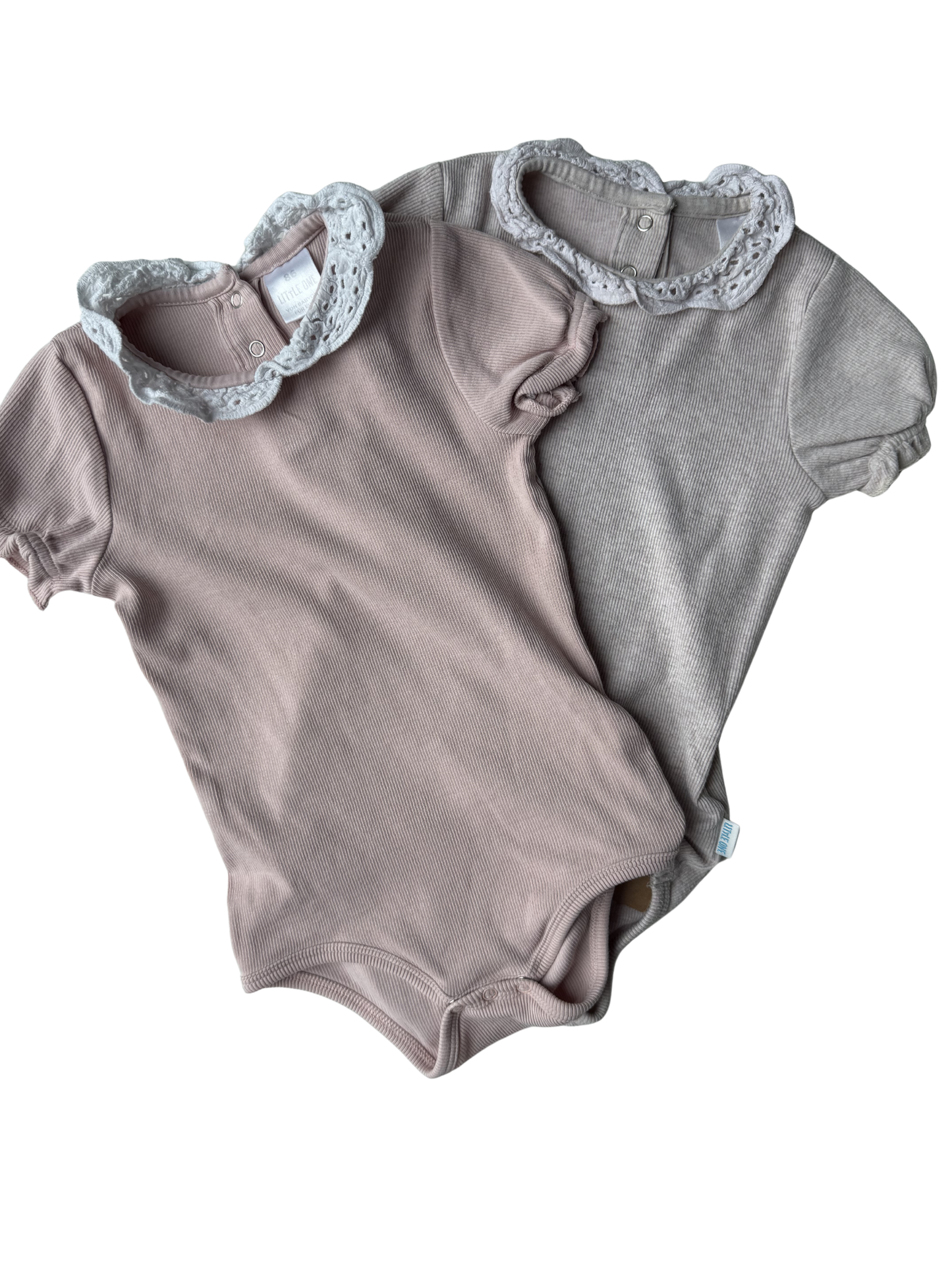 LITTLE ONE Set Kurzarm Ripp Bodys Rosa beige 86