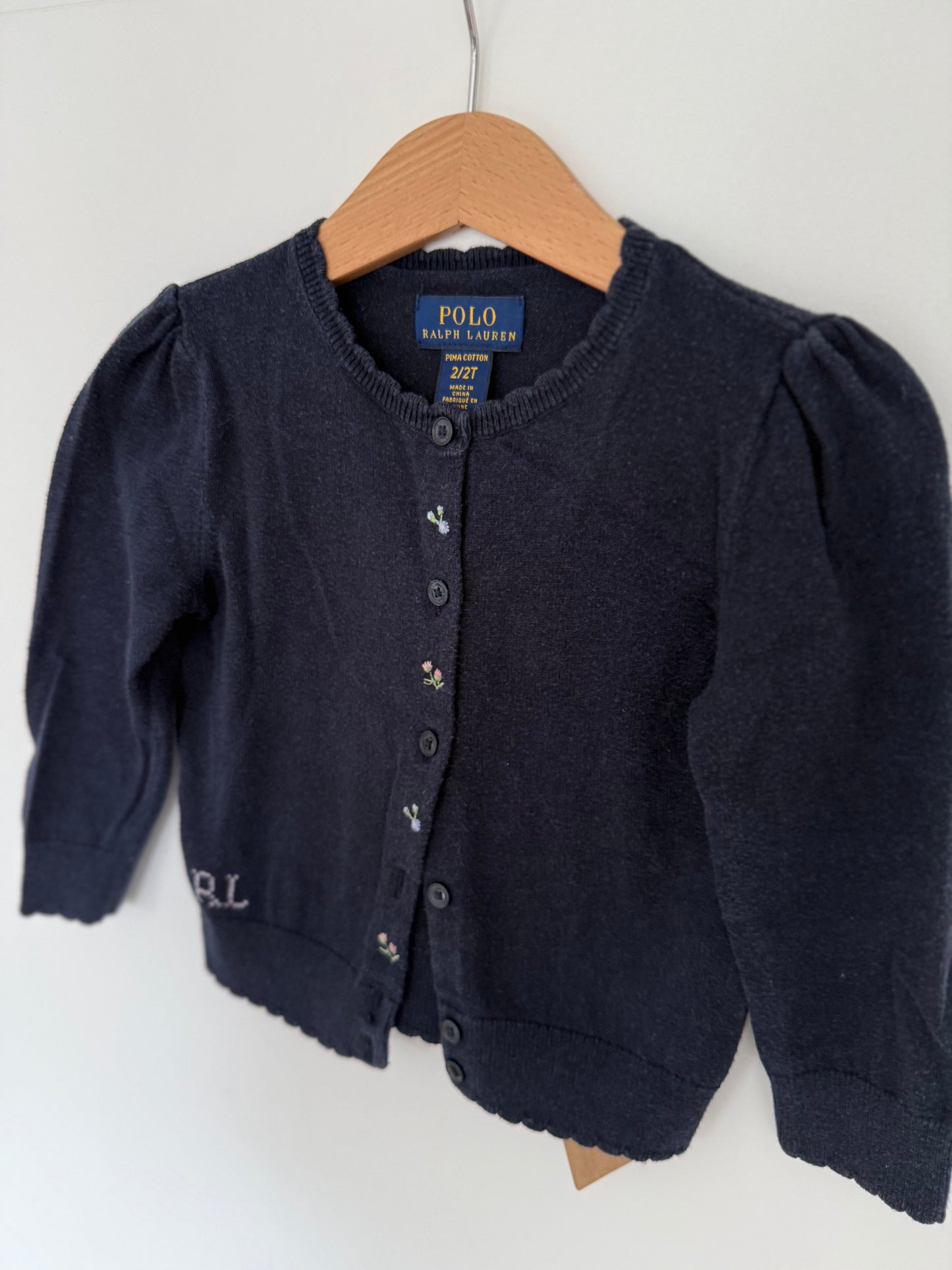 RALPH LAUREN Strickjacke Blümchen dunkelblau 92