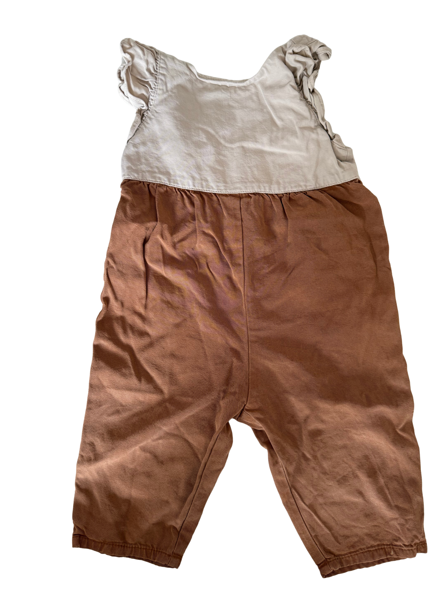 ZARA Strampler Latzhose braun beige 80