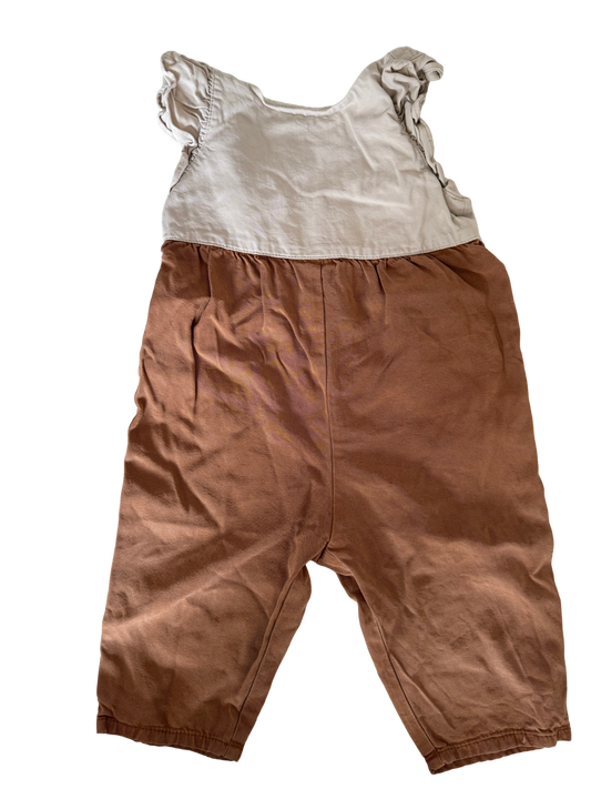ZARA Strampler Latzhose braun beige 80