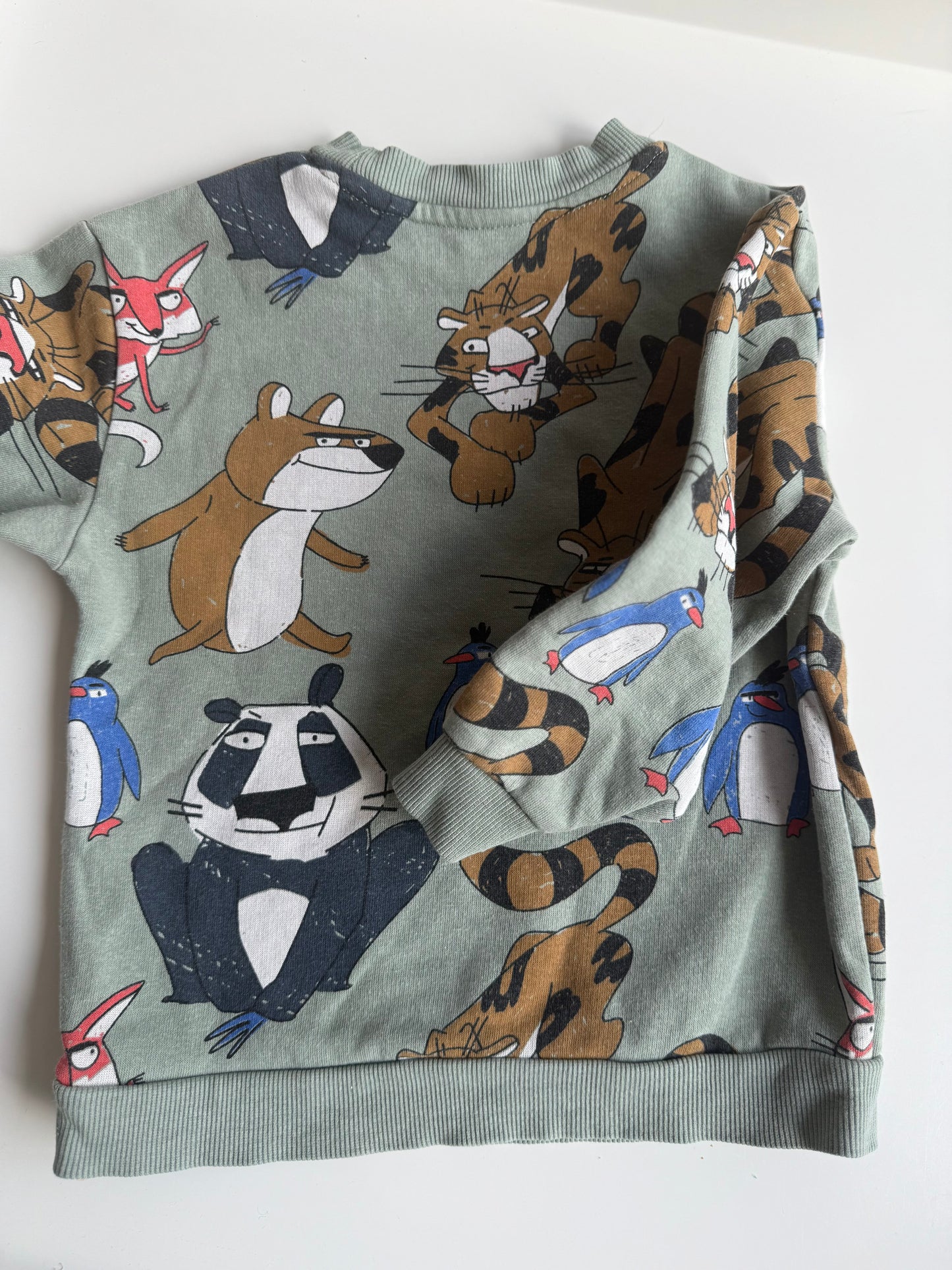 H&M Sweatshirt Tiere grün 98/104