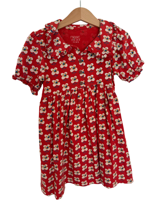 NEXT Kleid Kragen rot weiß 110