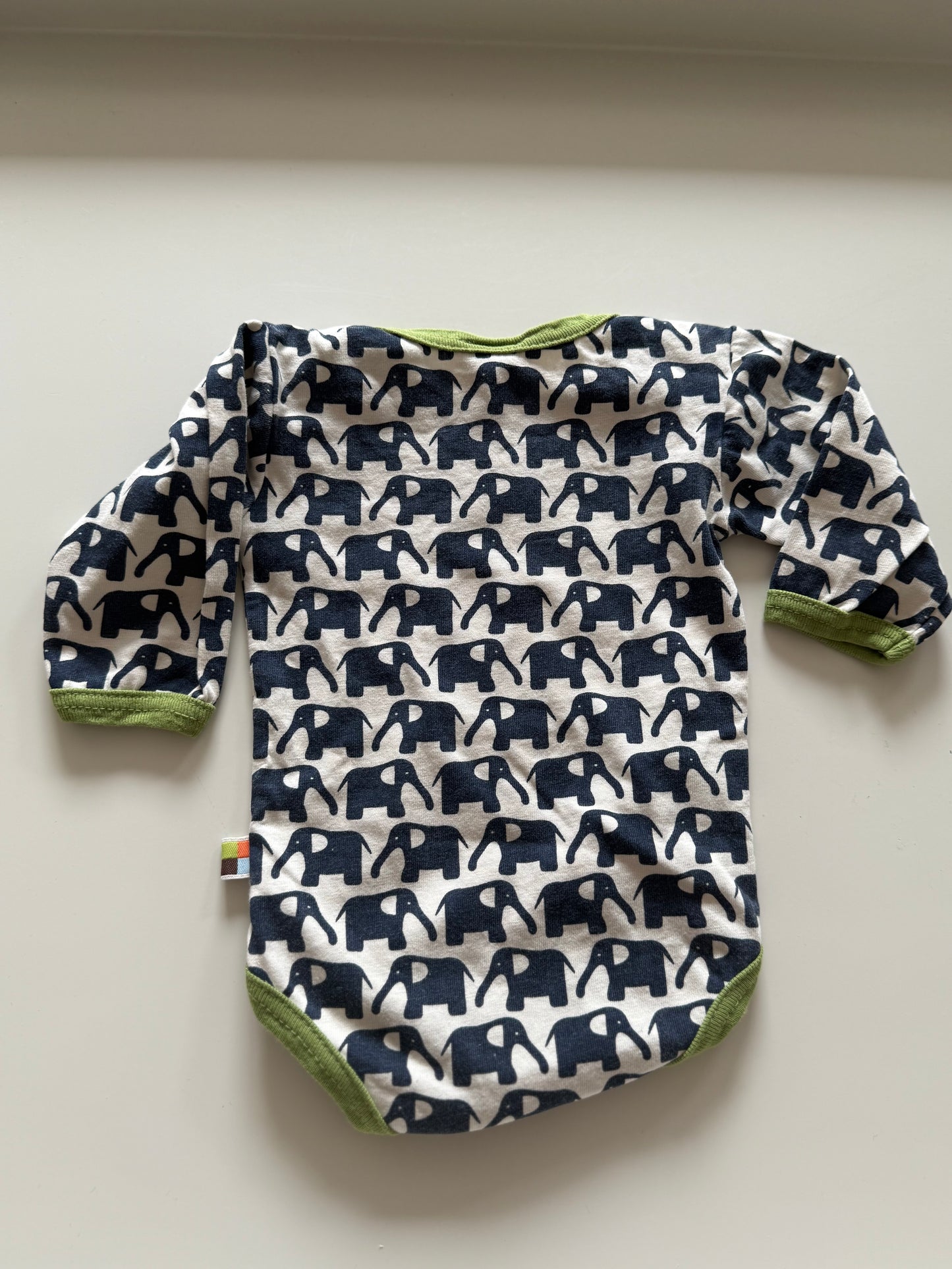 LOUD & PROUD Body langarm Elefanten Blau Weiß grün 50/56