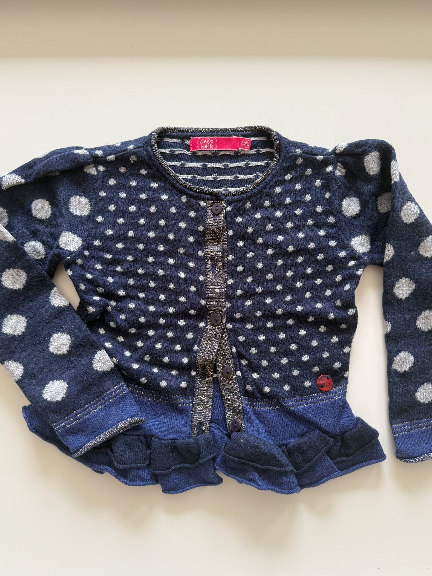 CAKEWALK Strickjacke dunkelblau weiß Glitzer Wolle 86/92