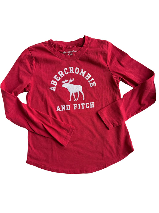 ABERCROMBIE Langarmshirt rot Glitzer 122/128