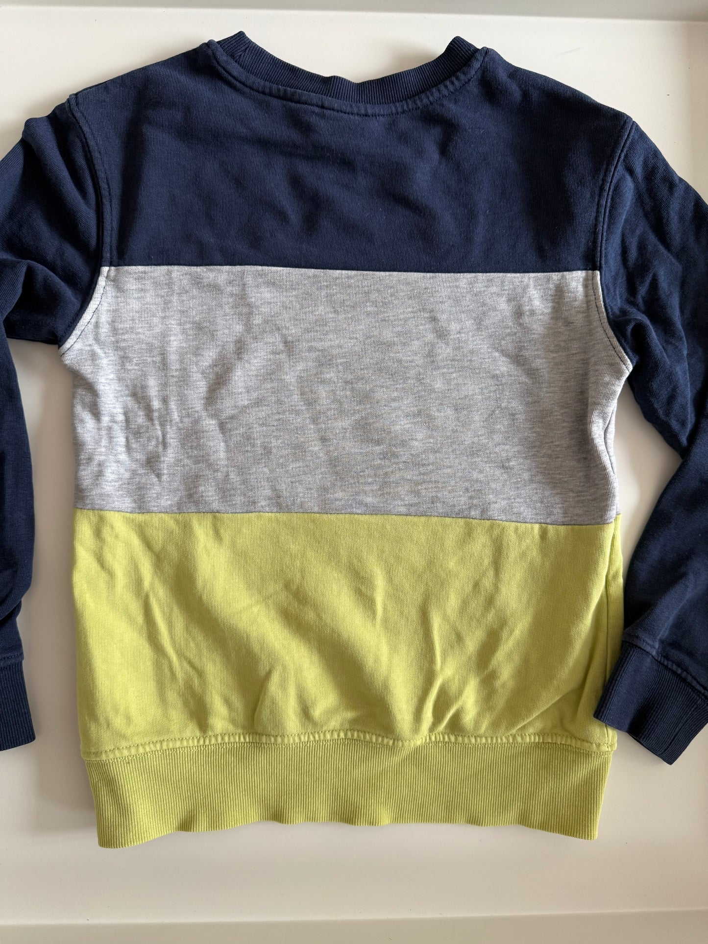 H&M Sweatshirt blau grau gelb 122/128