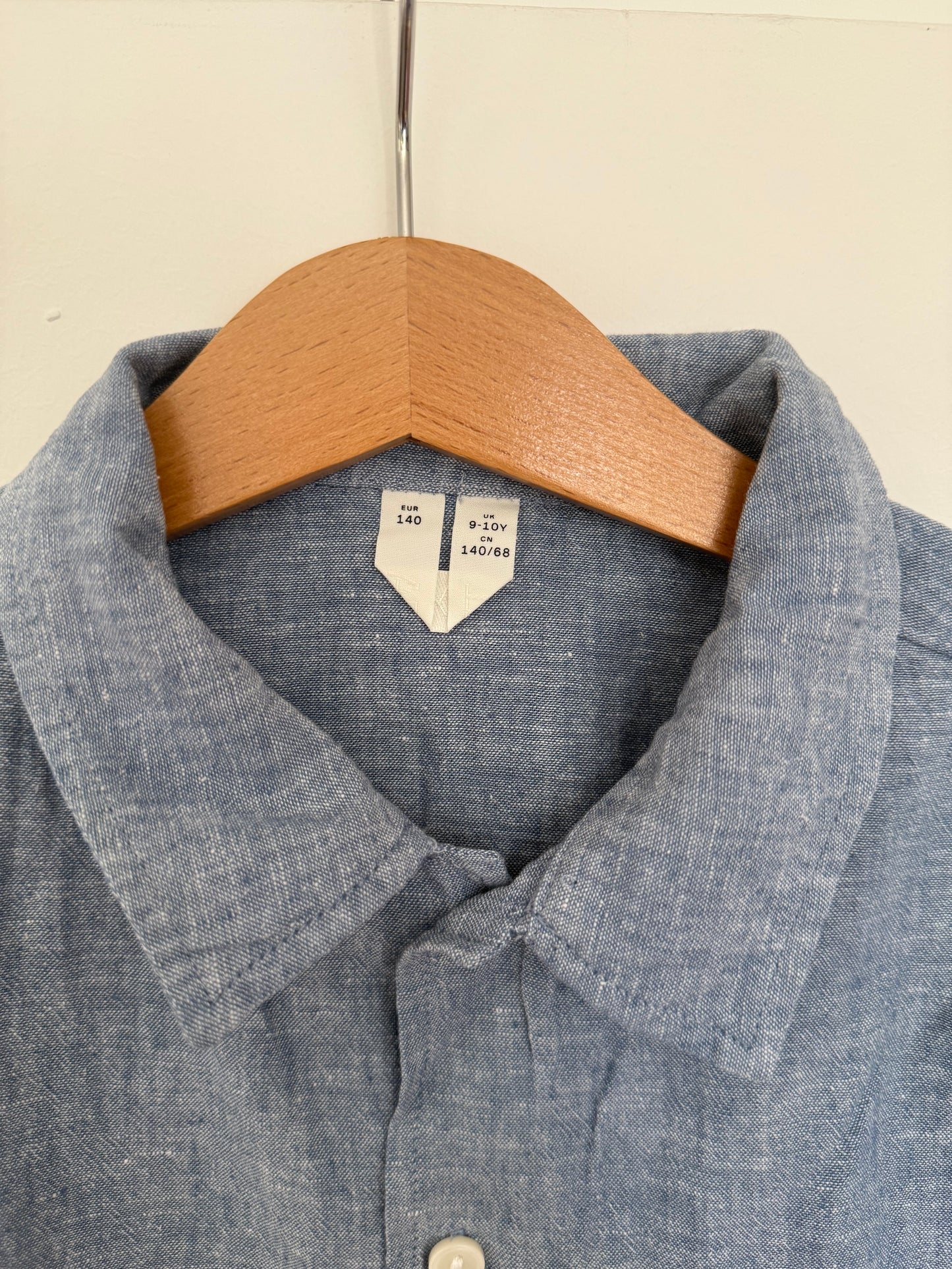 ARKET Hemd Kurzarm Leinen blau 140