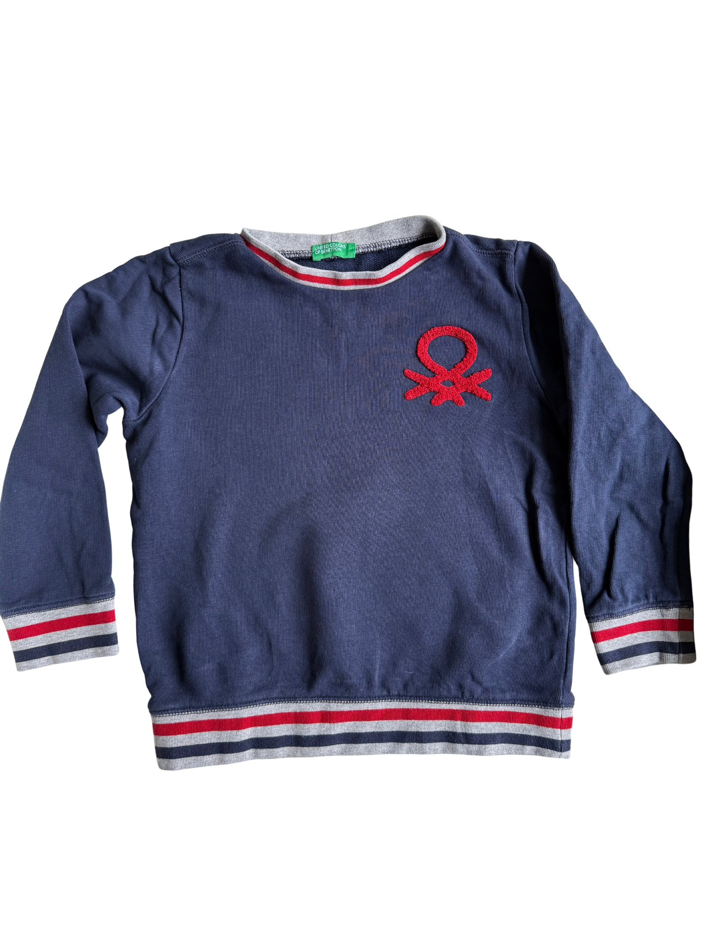 BENETTON Sweatshirt blau grau rot 110