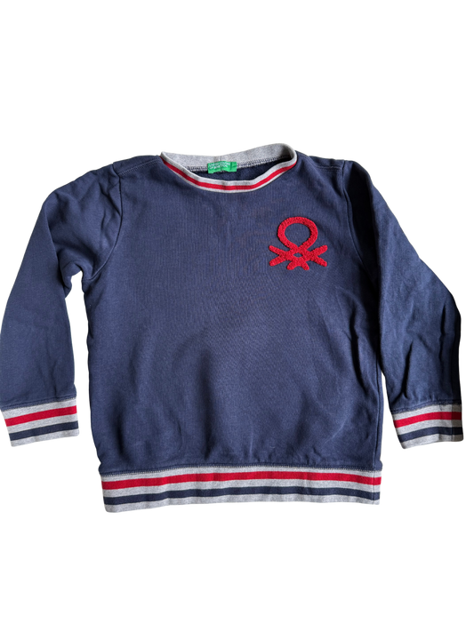 BENETTON Sweatshirt blau grau rot 110