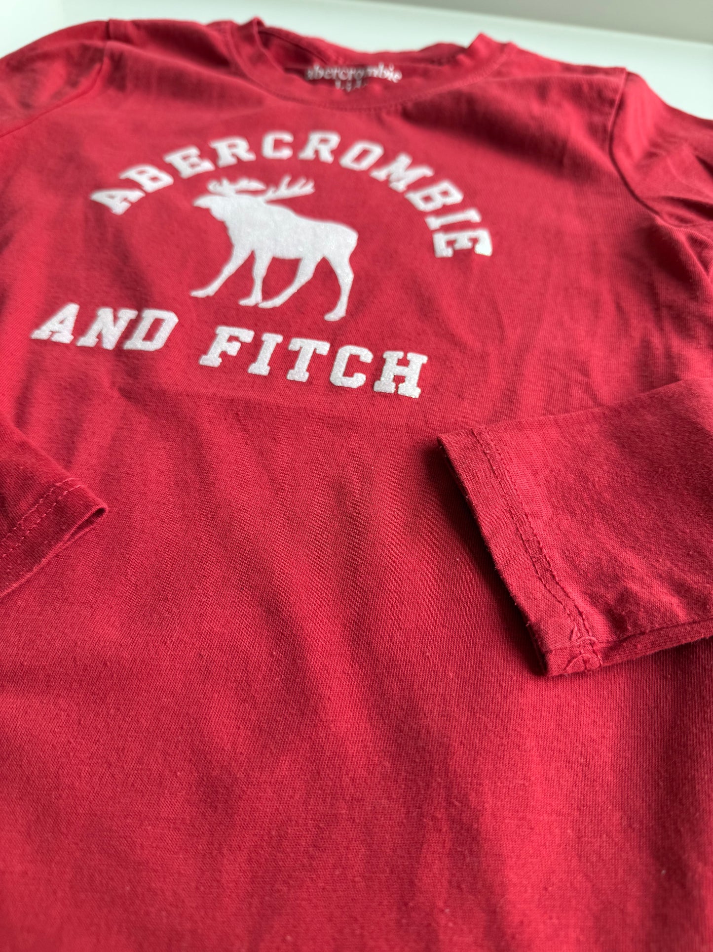 ABERCROMBIE Langarmshirt rot Glitzer 122/128