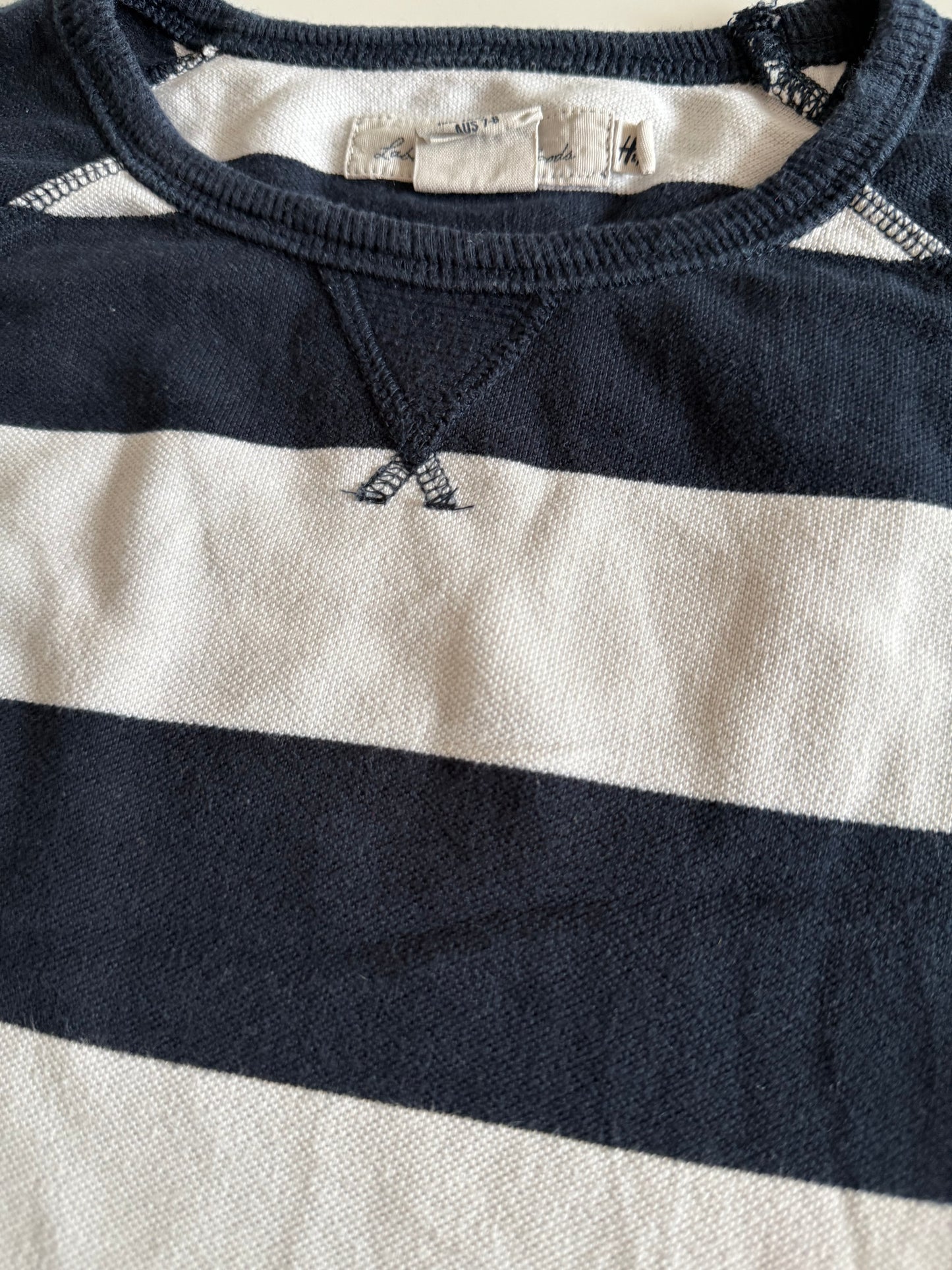 H&M Sweatshirt Piqué blau weiß gestreift 122/128