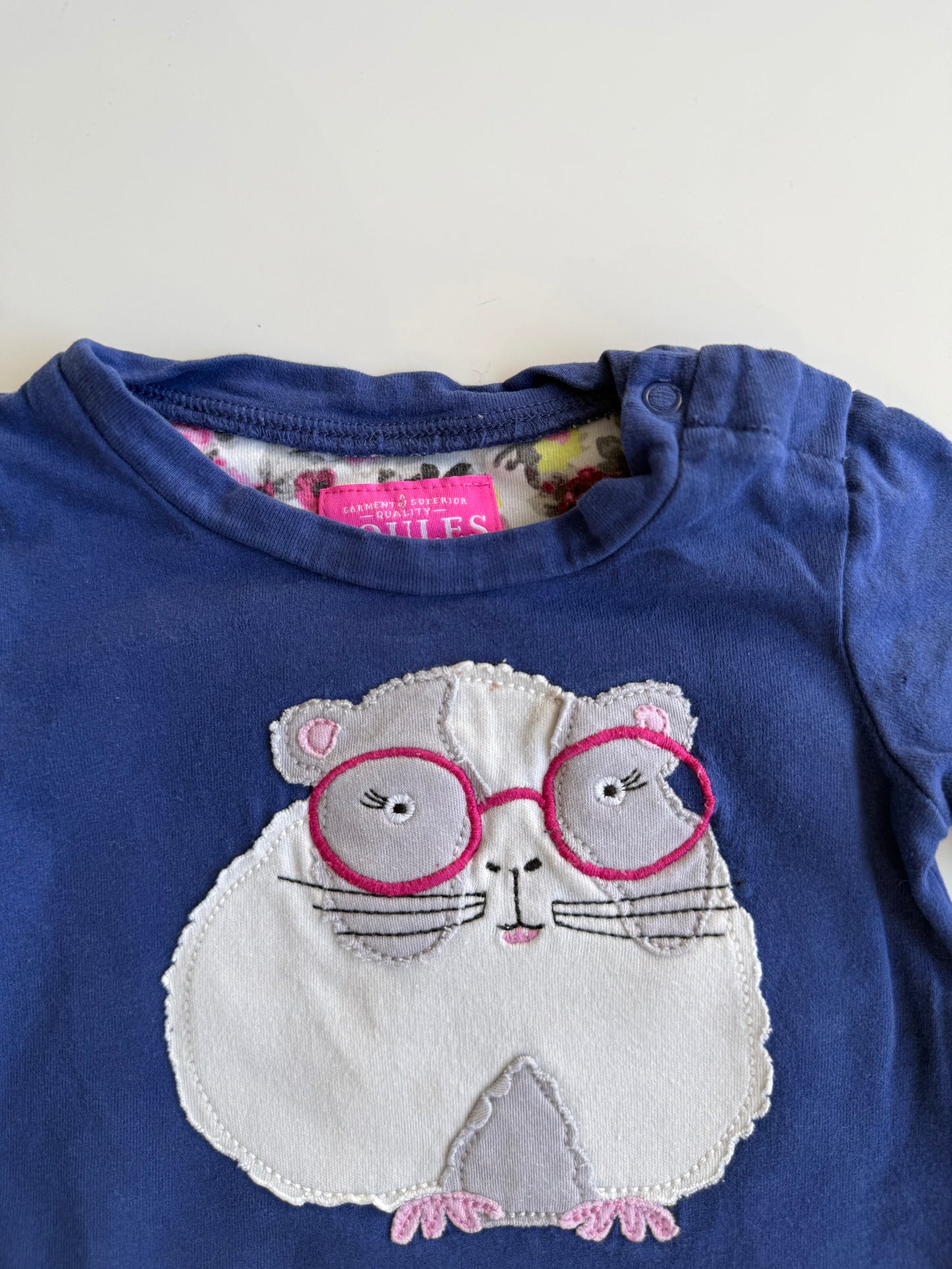 JOULES Langarmshirt Hamster blau 62/68