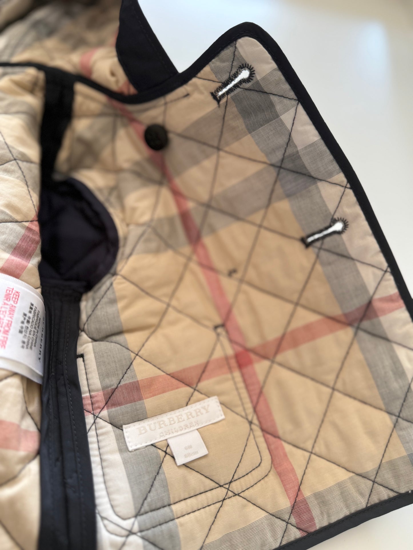 BURBERRY Steppjacke dunkelblau Check 62/68