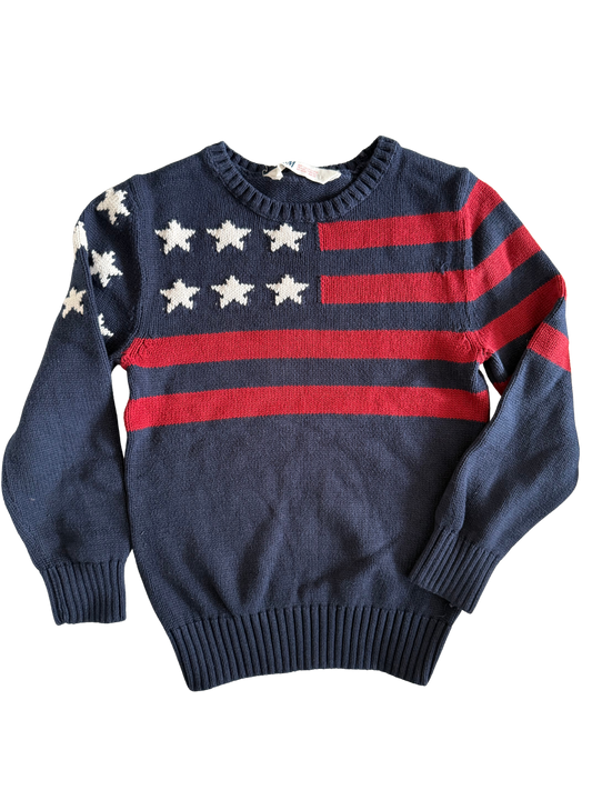 H&M Pullover Strick blau rot 122/128