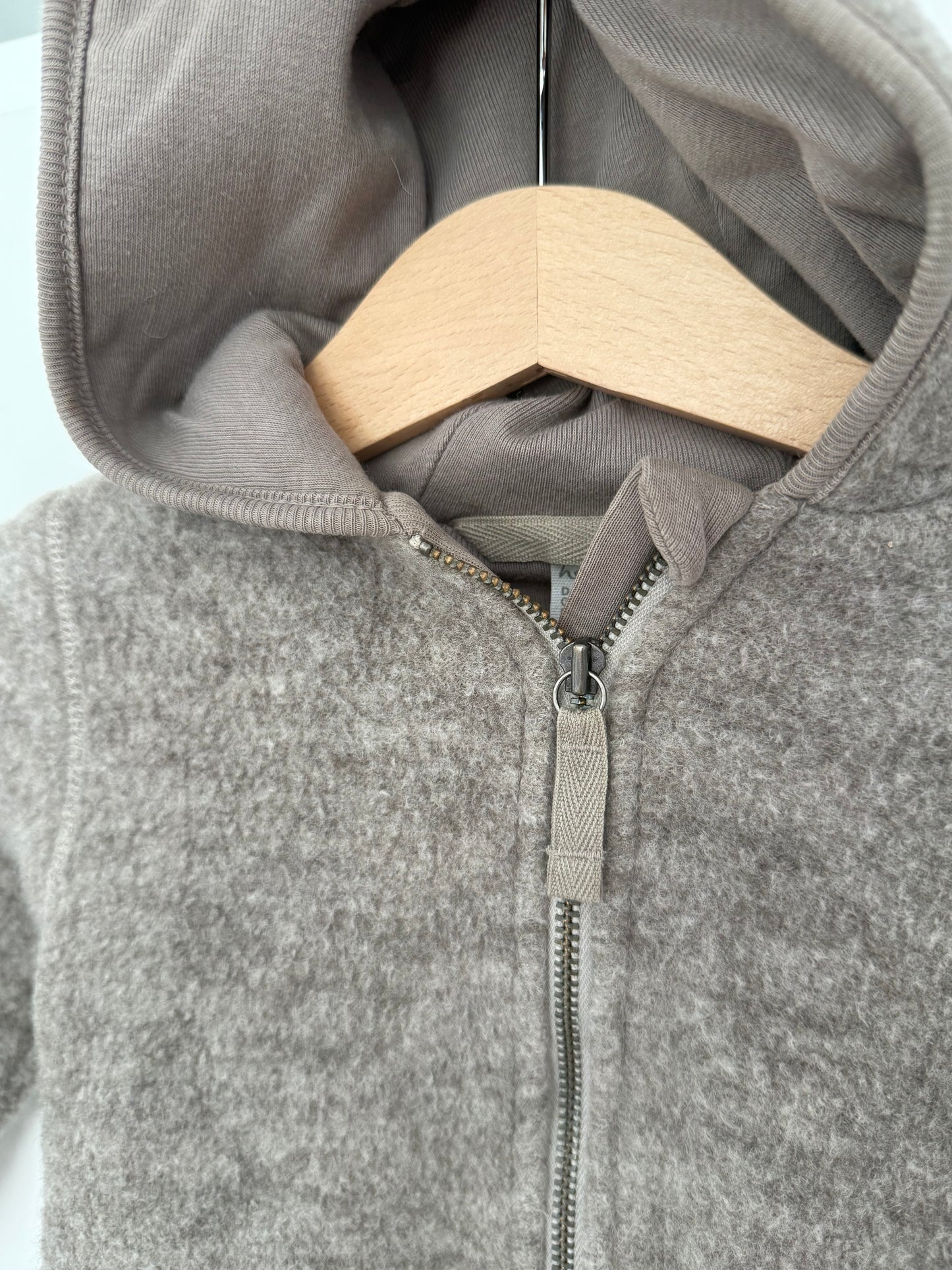 HESSNATUR Wollwalk-Anzug Jacke Schurwolle beige 62/68