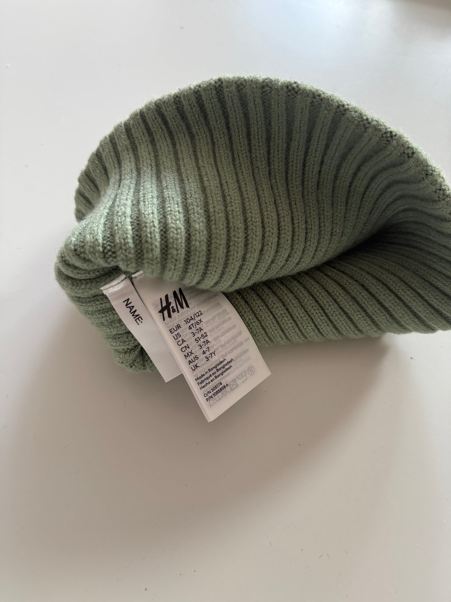 H&M Mütze Ripp grün 104/122