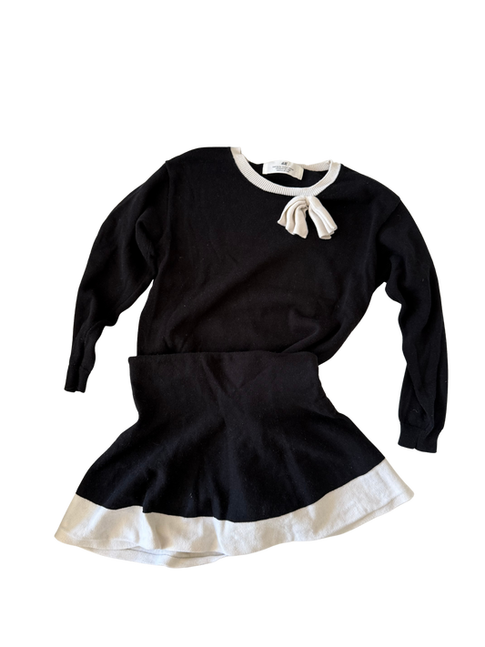H&M Set Pullover und Rock schwarz weiß 110/116