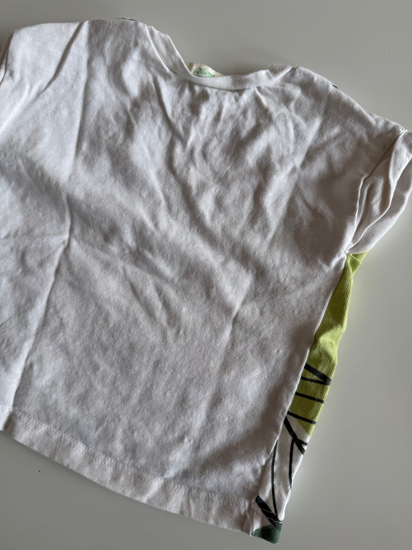 BENETTON T-Shirt Pflanzen weiß grün 62