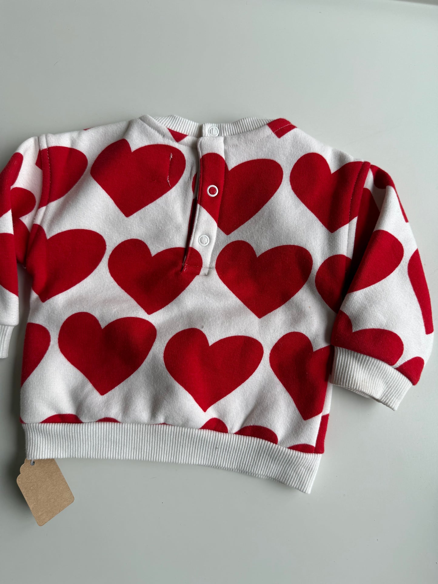 KIABI Sweatshirt Herzen weiß rot 68