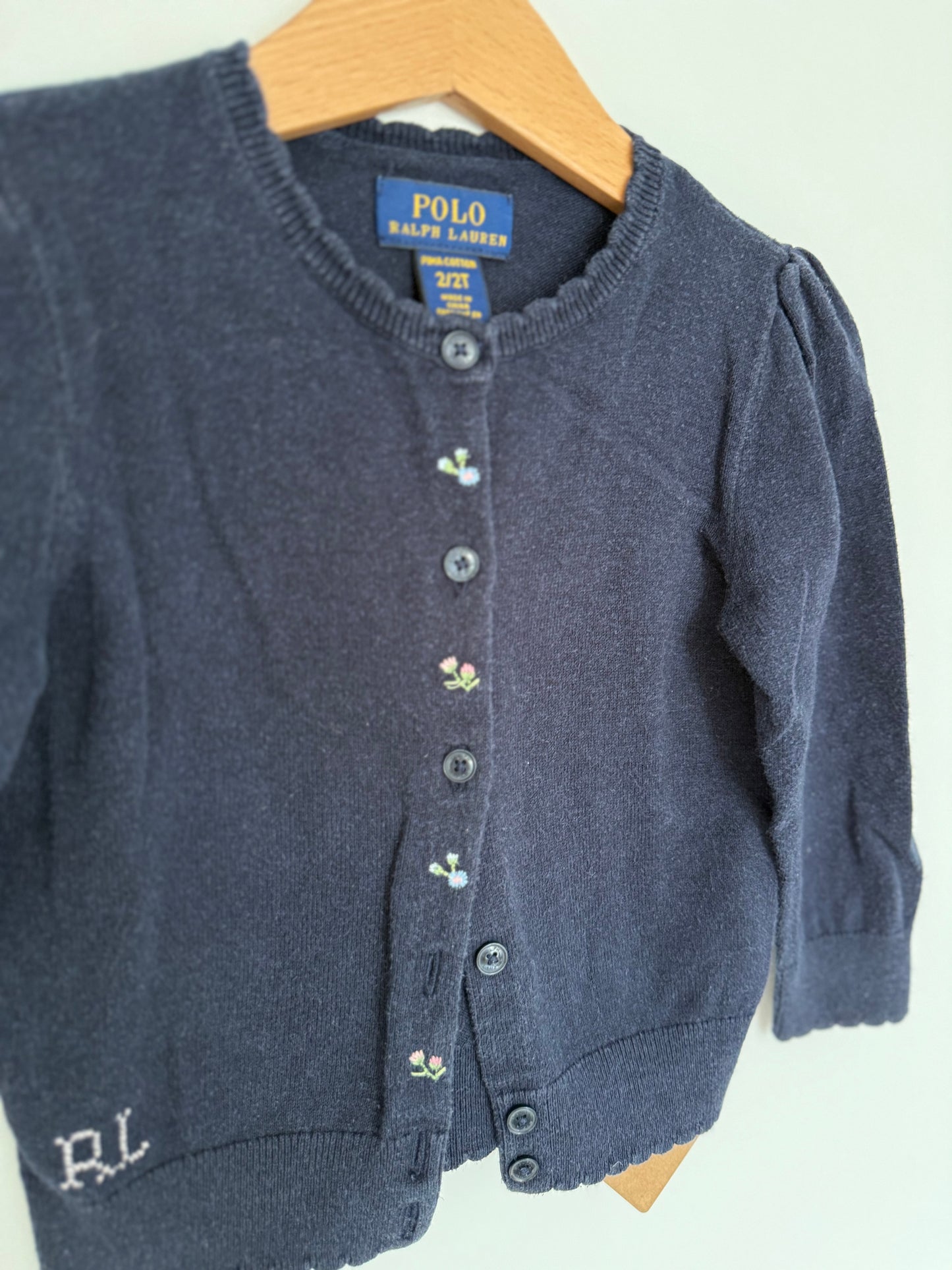 RALPH LAUREN Strickjacke Blümchen dunkelblau 92