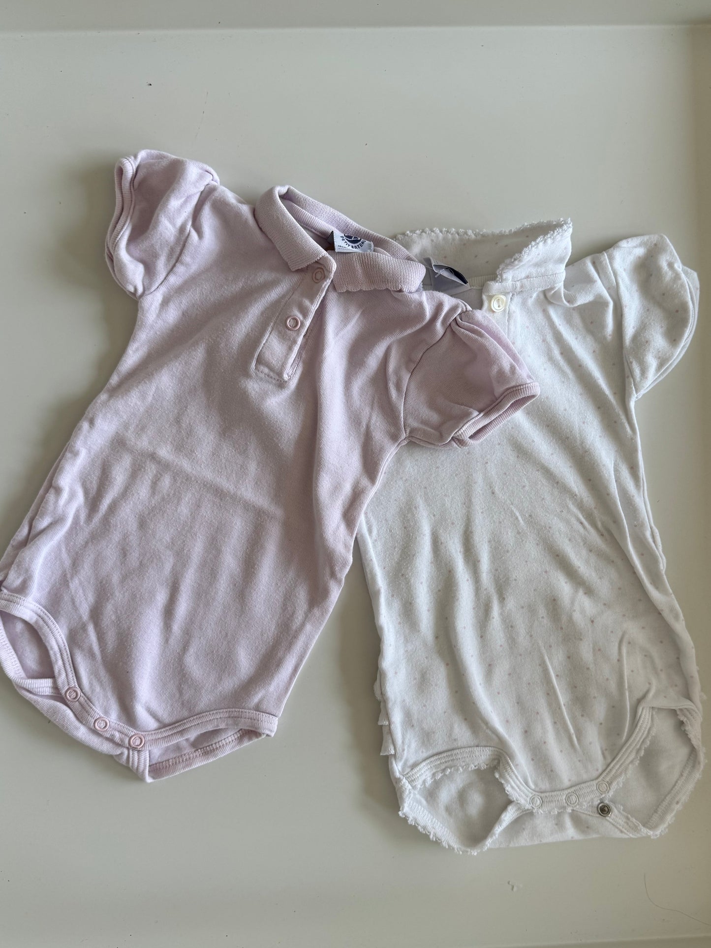PETIT BATEAU Body Set kurzarm rosa weiß 62/68