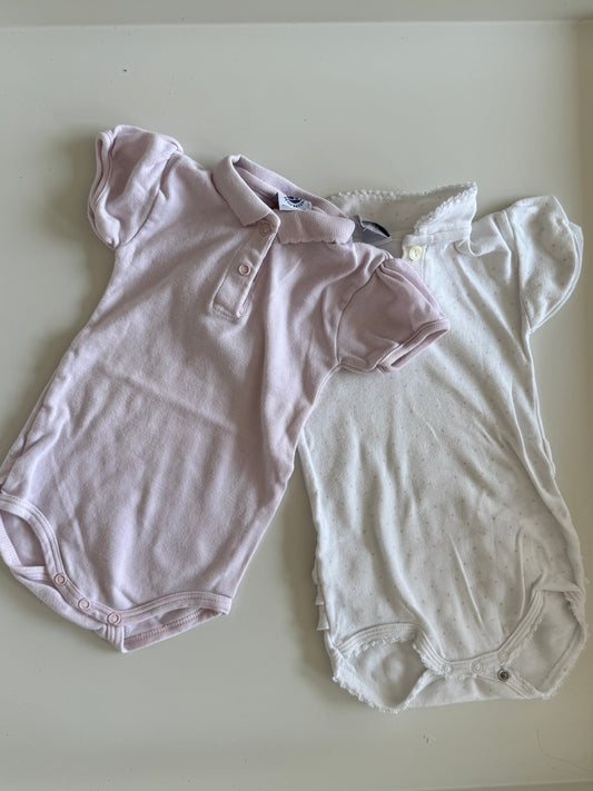 PETIT BATEAU Body Set kurzarm rosa weiß 62/68
