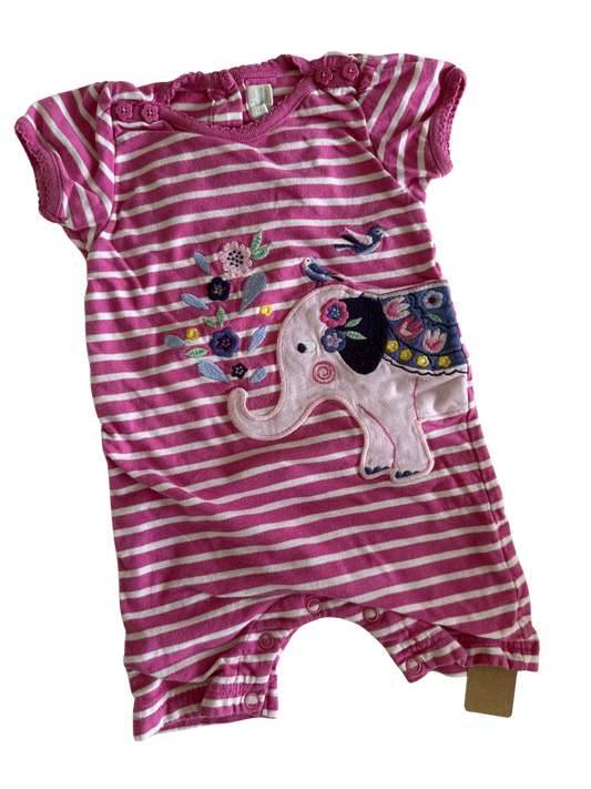 JoJo MAMAN BEBE kurzer Strampler Elefant pink gestreift 62/68