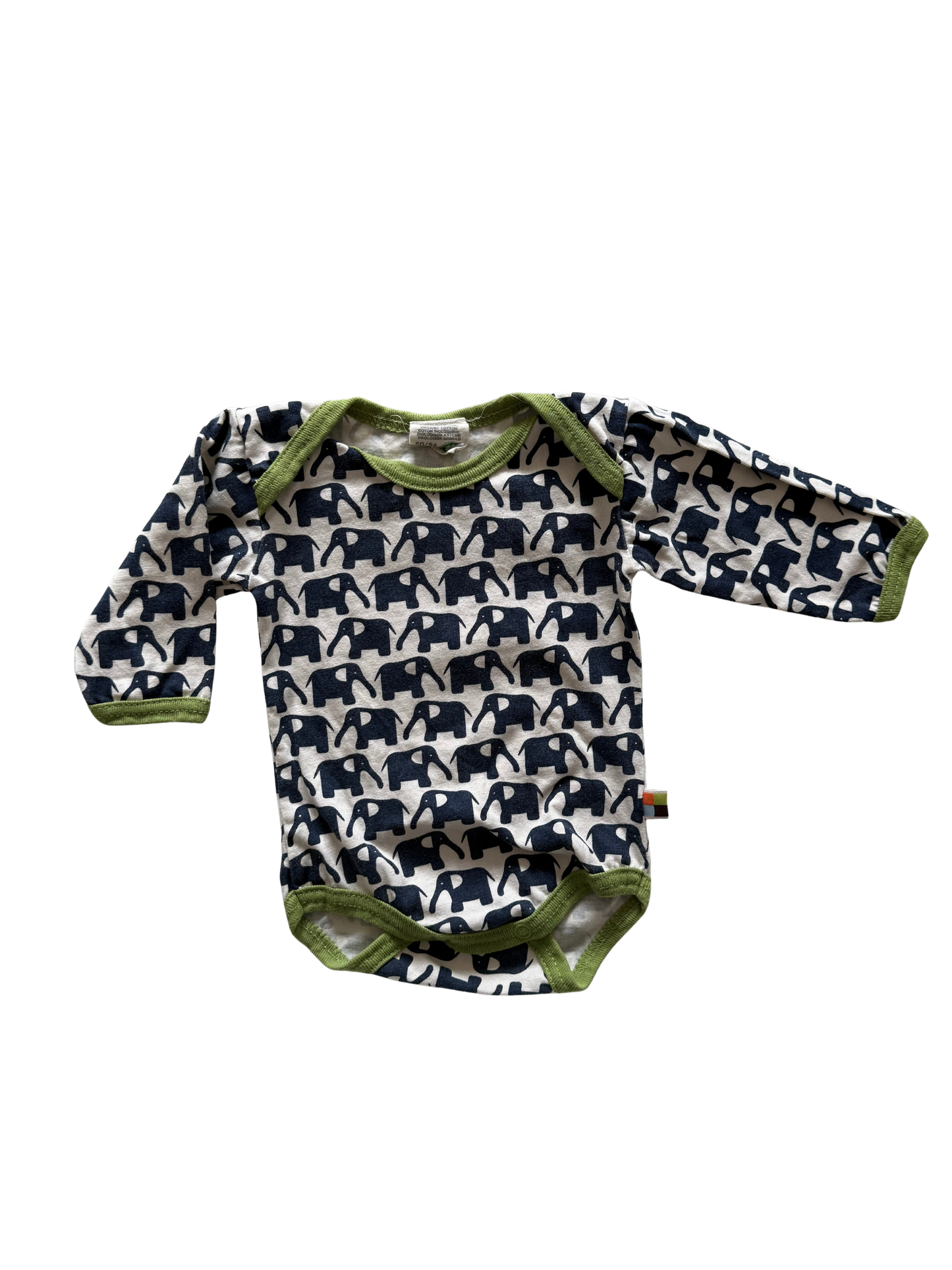 LOUD & PROUD Body langarm Elefanten Blau Weiß grün 50/56