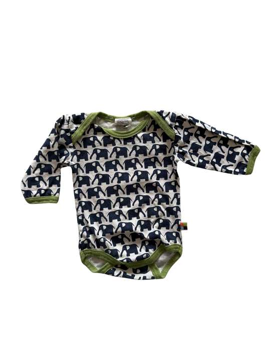 LOUD & PROUD Body langarm Elefanten Blau Weiß grün 50/56