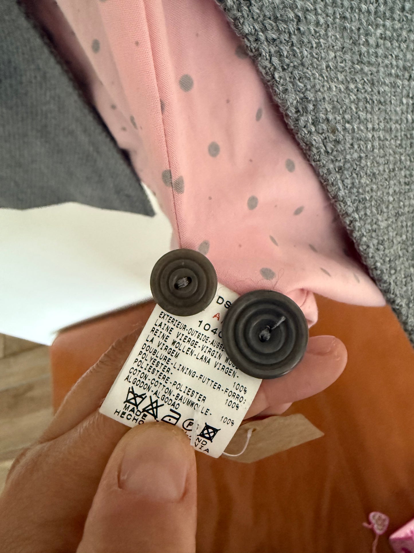 JACADI Mantel Wolle Grau Schleife 104