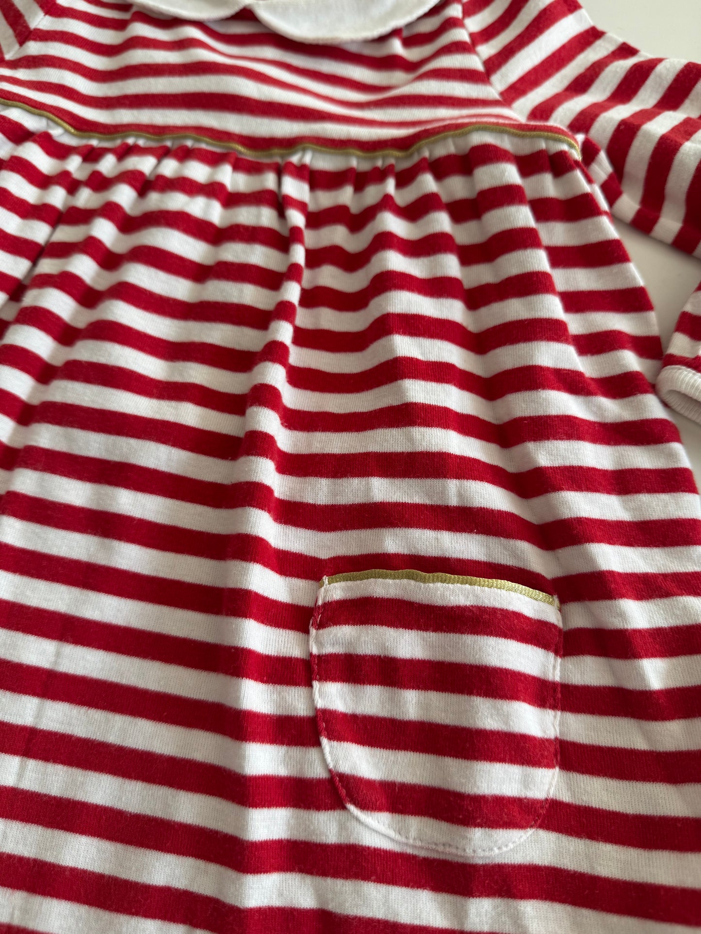PETIT BATEAU Kleid rot weiß Gold 86