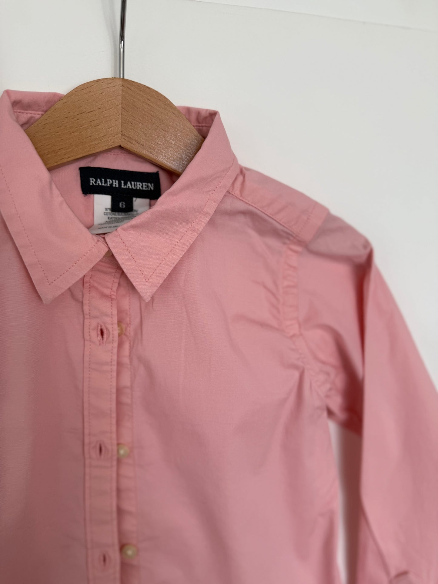 RALPH LAUREN Bluse Manschetten rosa 110/116