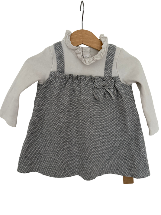 MAYORAL Kleid grau weiß festlich 80