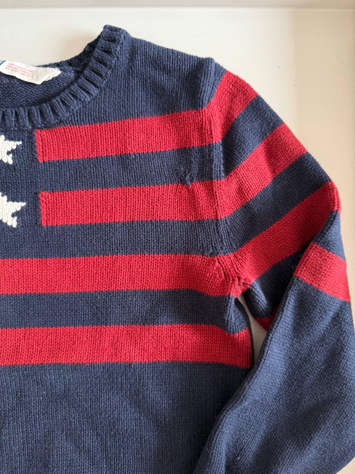 H&M Pullover Strick blau rot 122/128