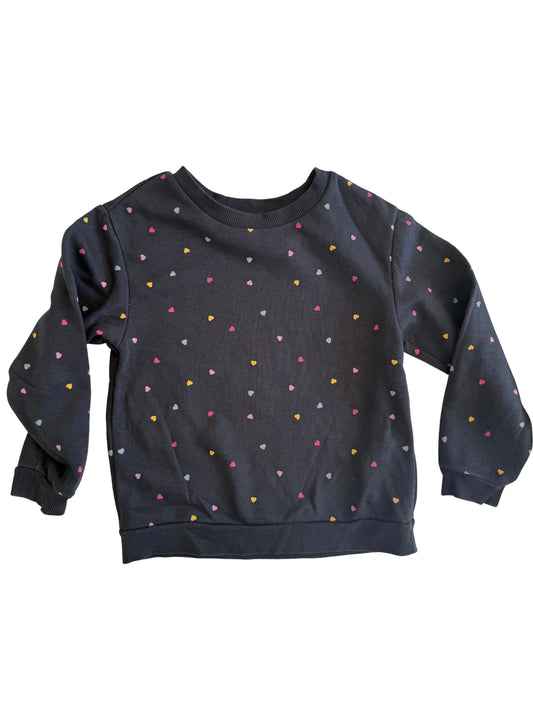 H&M Sweatshirt grau bunt Herzchen 110/116