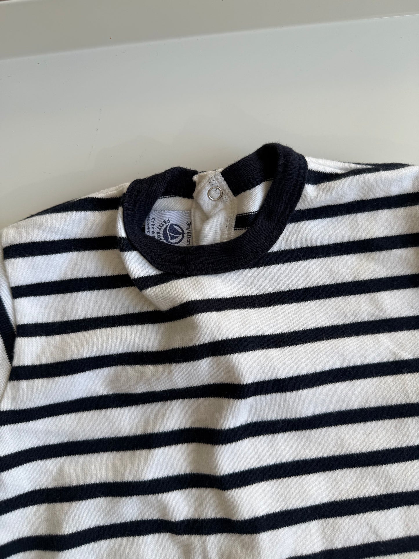 PETIT BATEAU Strampler gestreift blau weiß 56/62