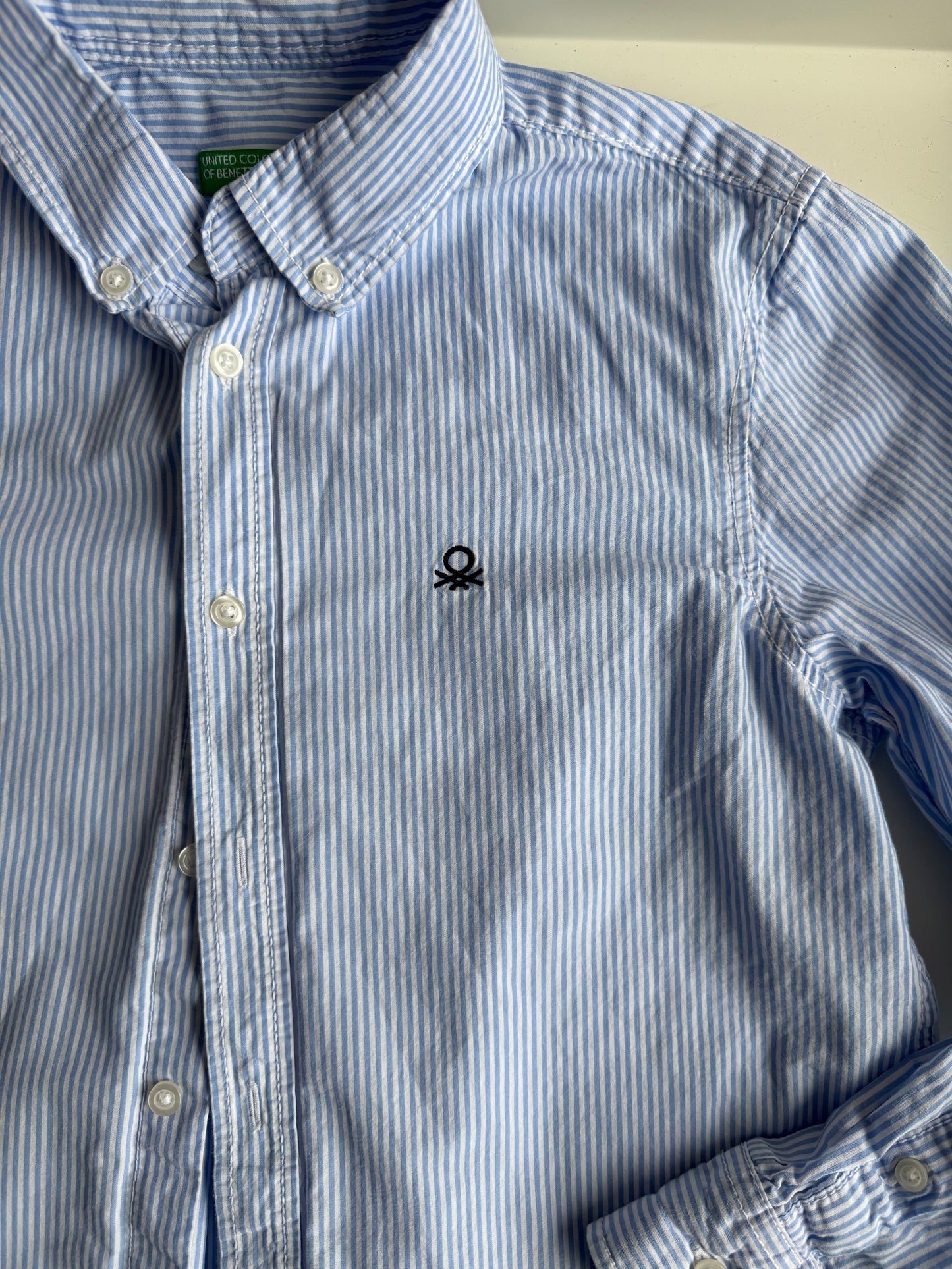 BENETTON Hemd Streifen blau weiß 140/146