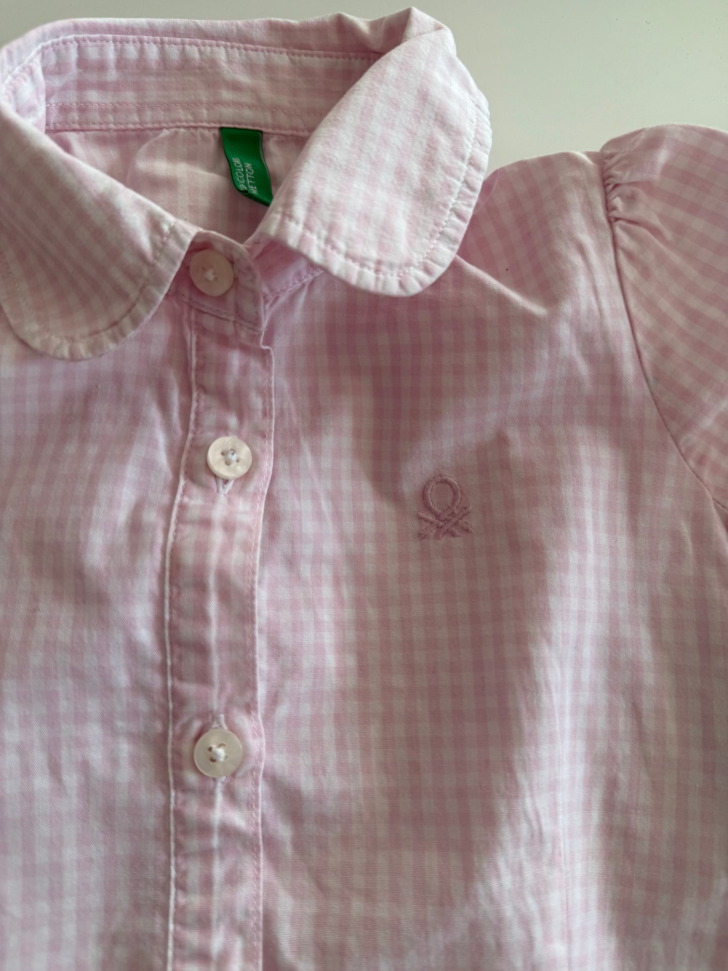 BENETTON Bluse rosa weiß kariert 86/92