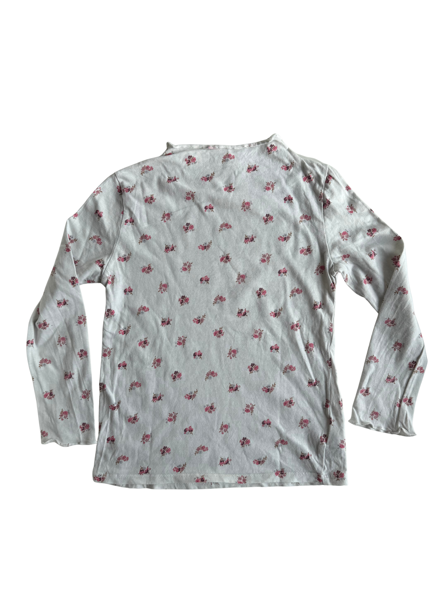 H&M Langarmshirt weiß rosa Blümchen 116
