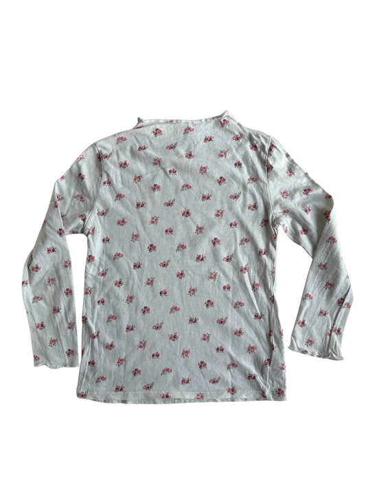 H&M Langarmshirt weiß rosa Blümchen 116