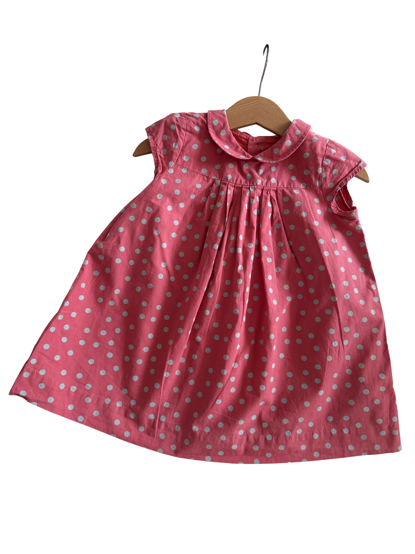 BONPOINT Kleid Sommerkleid pink hellblau Punkte 92