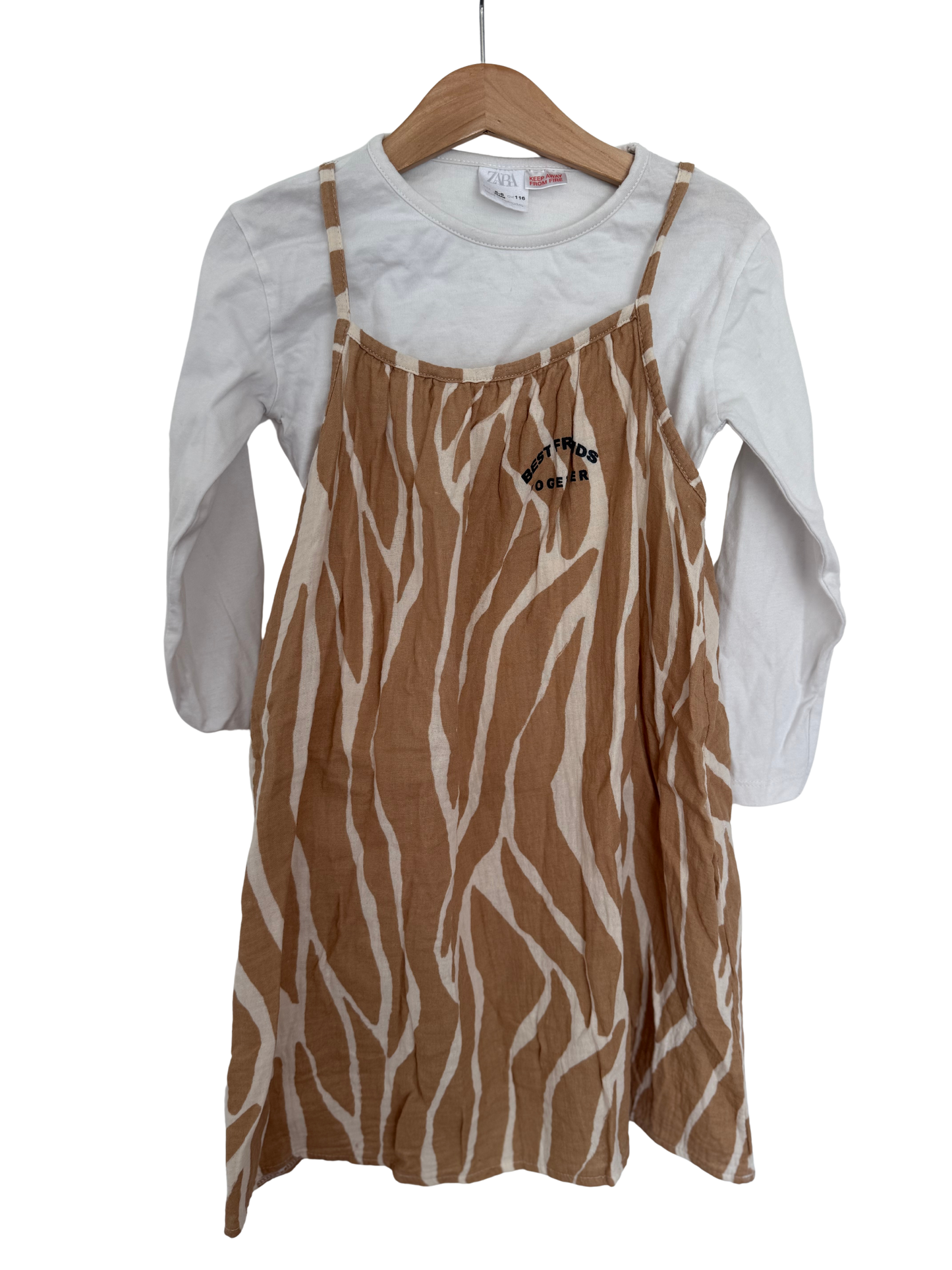 ZARA Kleid braun weiß 116