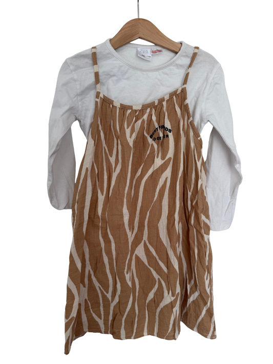 ZARA Kleid braun weiß 116
