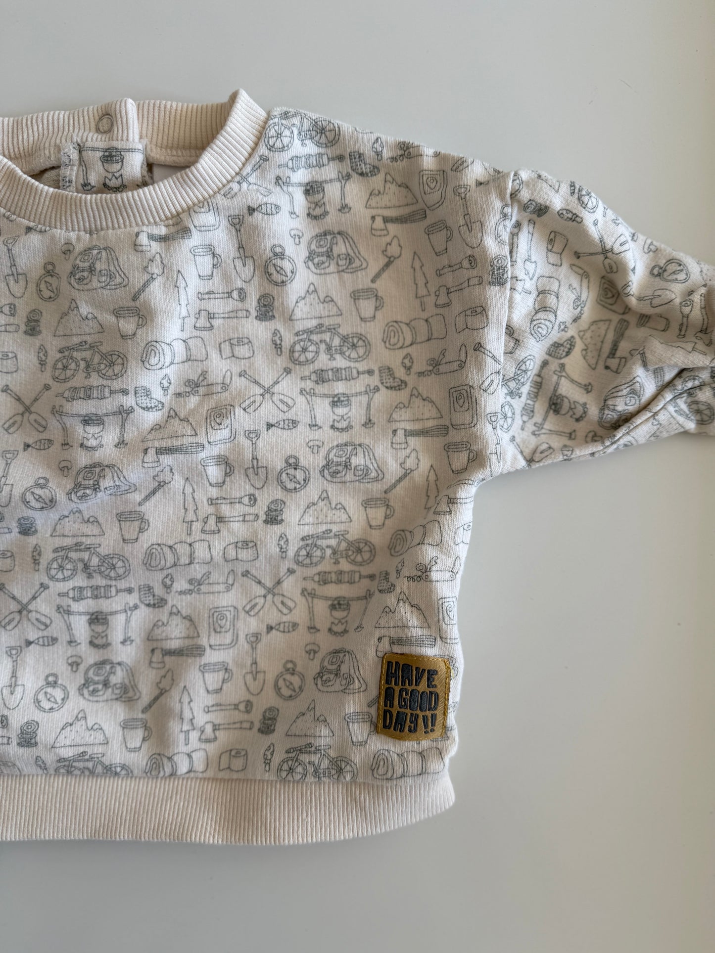 VERBAUDET Sweatshirt Fahrräder Camping beige 68