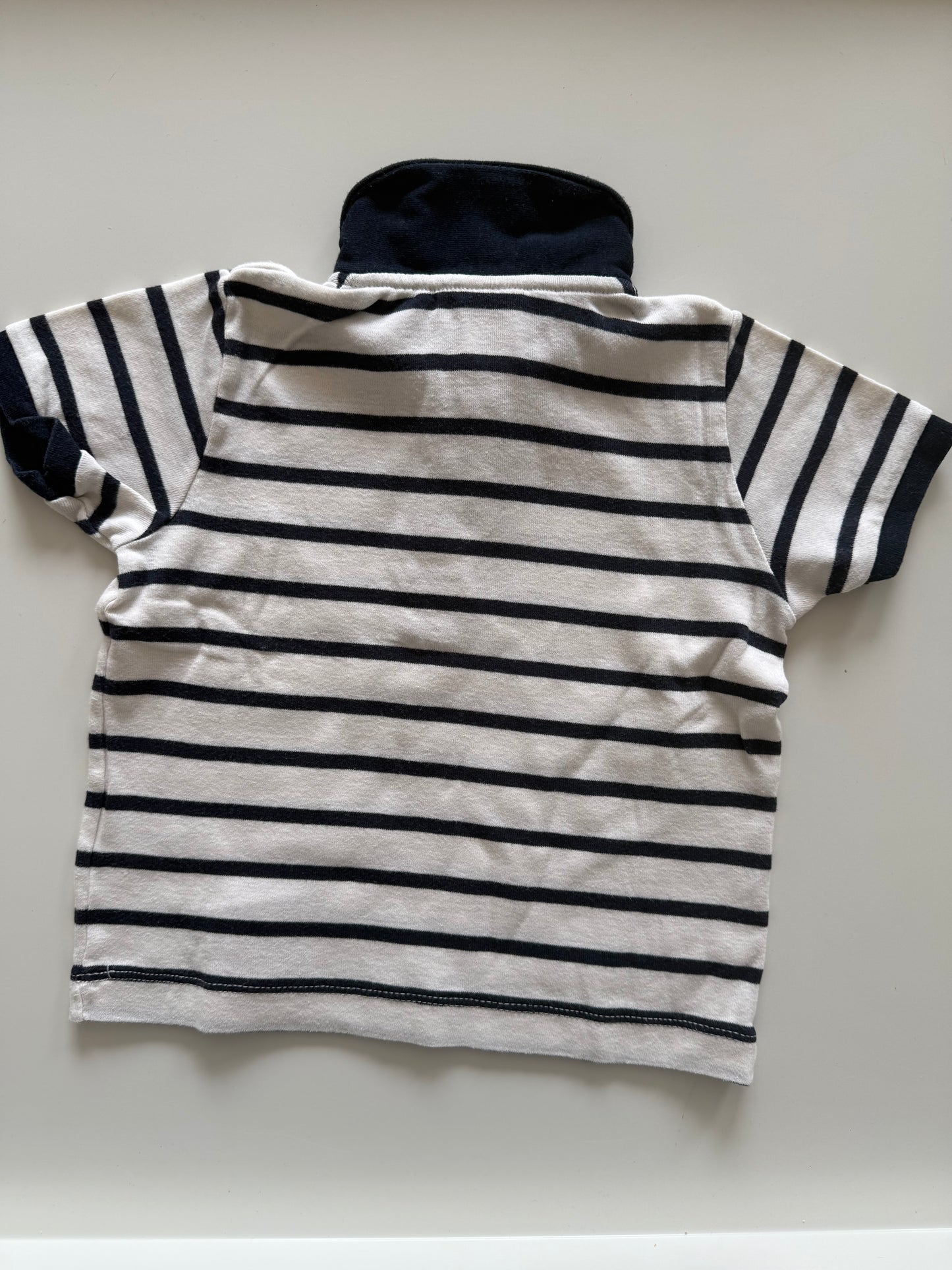 PETIT BATEAU T-Shirt Polo blau weiß gestreift 80