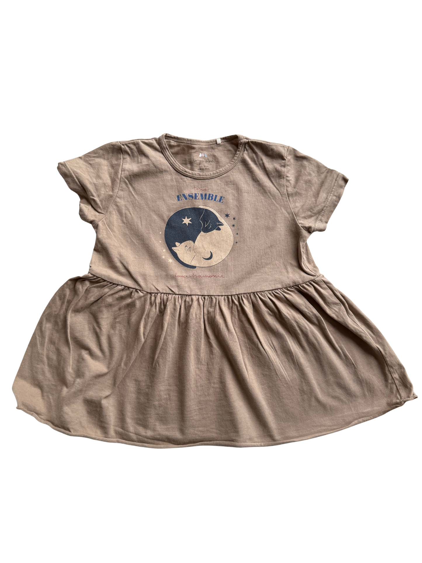 KONGES SLOJD Kleid kurzarm beige braun 80