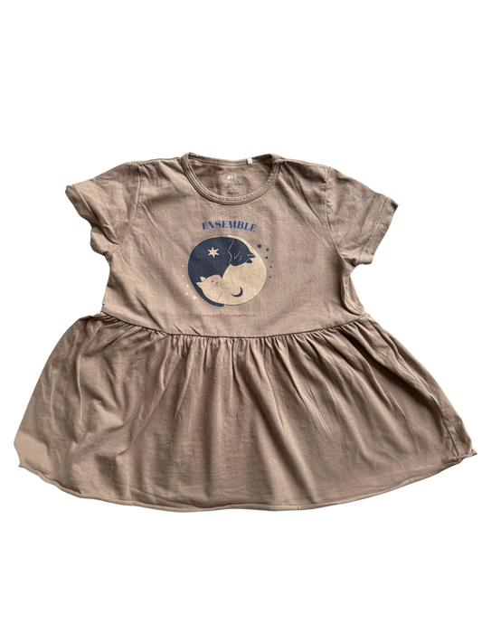 KONGES SLOJD Kleid kurzarm beige braun 80